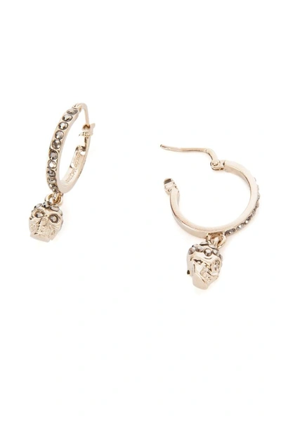 Shop Alexander Mcqueen Skull Embellished Hoop Earrings In Gold