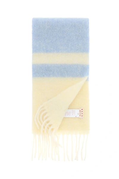 Shop Marni Striped Fringed Scarf In Multi