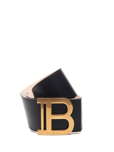 Shop Balmain B Logo Buckle Belt In Black