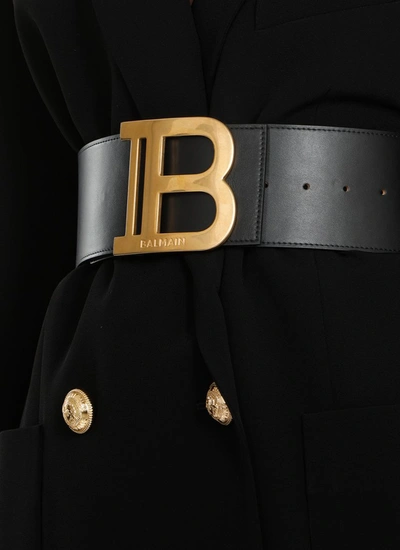 Shop Balmain B Logo Buckle Belt In Black