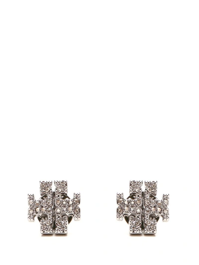 Shop Tory Burch Kira Pavé Stud Earrings In Silver