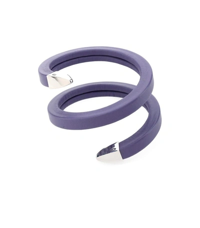 Shop Bottega Veneta Coiled Cuff Bracelet In Purple