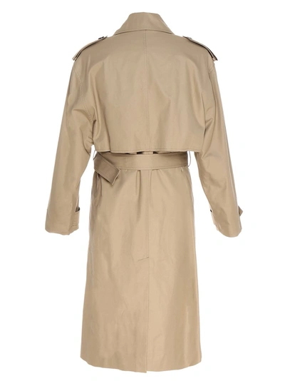 Shop Saint Laurent Oversized Trench Coat In Beige