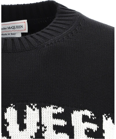 Shop Alexander Mcqueen Graffiti Logo Intarsia Sweater In Black