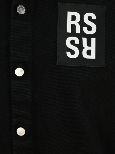 Shop Raf Simons Logo Patch Denim Jacket In Black