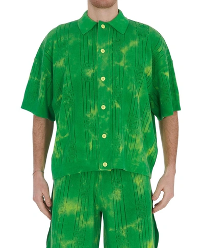 Shop Gcds Tie Dye Print Buttoned Shirt In Green