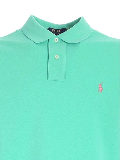 Shop Polo Ralph Lauren Logo Embroidered Polo Shirt In Green