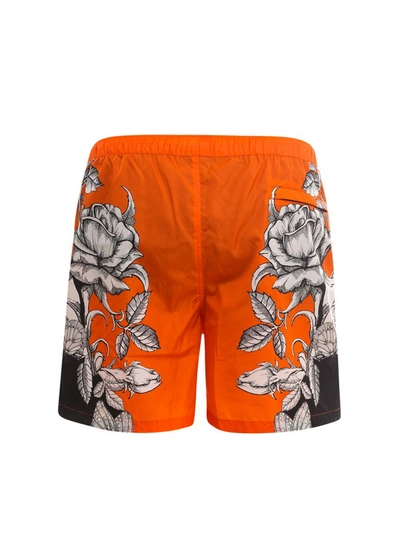 Shop Valentino Dark Blooming Print Swim Shorts In Multi