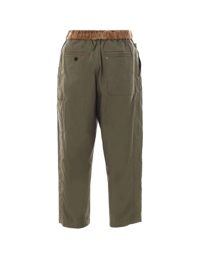 Shop Sacai Belted Cropped Trousers In Green