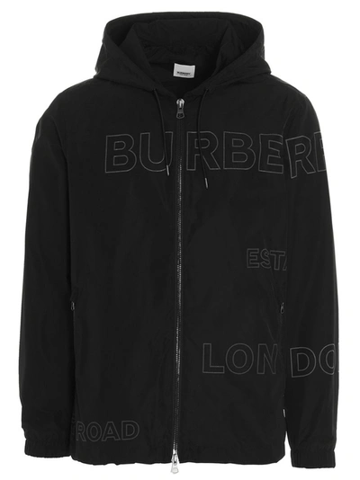 Shop Burberry Horseferry Print Hooded Jacket In Black
