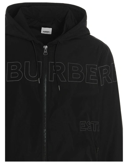 Shop Burberry Horseferry Print Hooded Jacket In Black