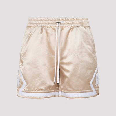 Shop Amiri Contrast Trim Drawstring Shorts In Gold
