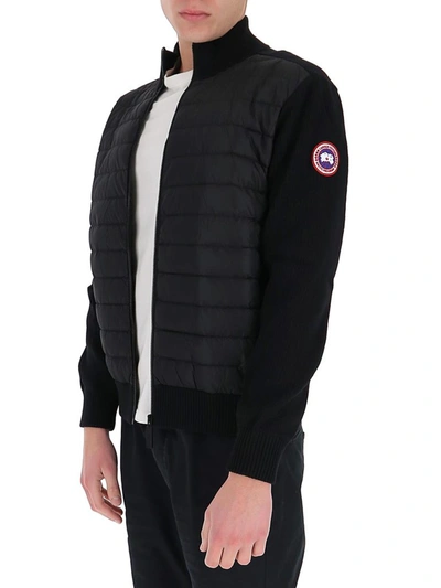 Shop Canada Goose Hybridge Padded Panel Knit Jacket In Black