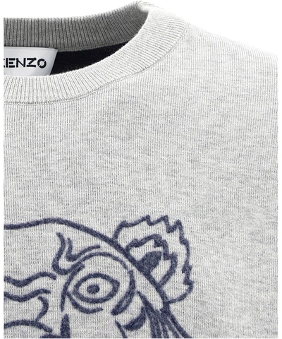 Shop Kenzo Tiger Embroidered Sweater In Grey