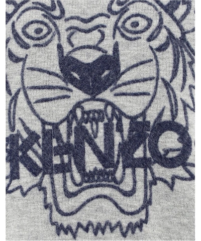 Shop Kenzo Tiger Embroidered Sweater In Grey