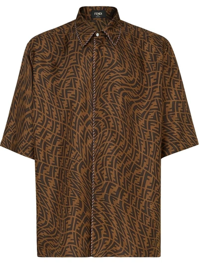 Fendi Brown Ff Vertigo Silk Shirt | ModeSens