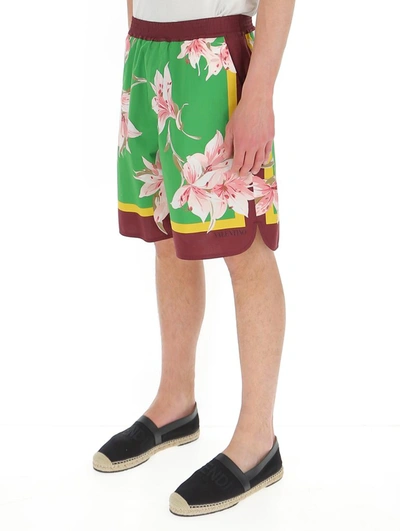 Shop Valentino Flowers Printed Bermuda Shorts In Multi