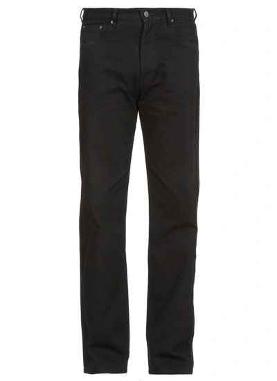 Shop Kenzo Button Detailed Straight Leg Jeans In Black