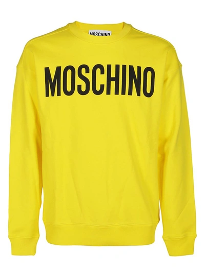 Shop Moschino Logo Printed Crewneck Sweatshirt In Yellow