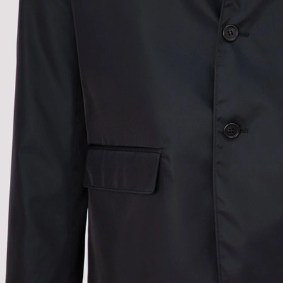 Shop Prada Logo Plaque Single Breasted Jacket In Black