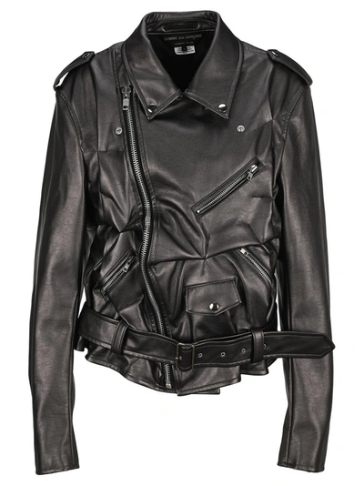 Comme Des Garcons Homme Plus Crushed Leather Jacket In 1 Silver