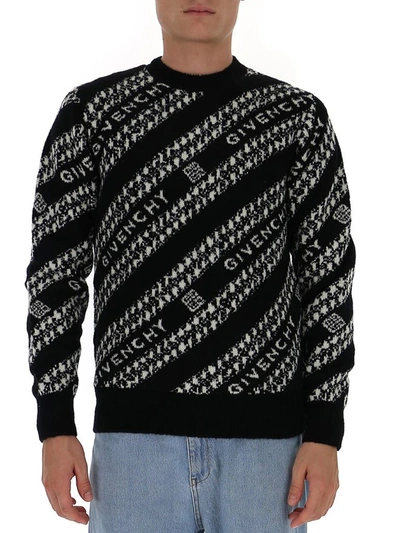 Shop Givenchy Chain Intarsia Knit Jumper In Black