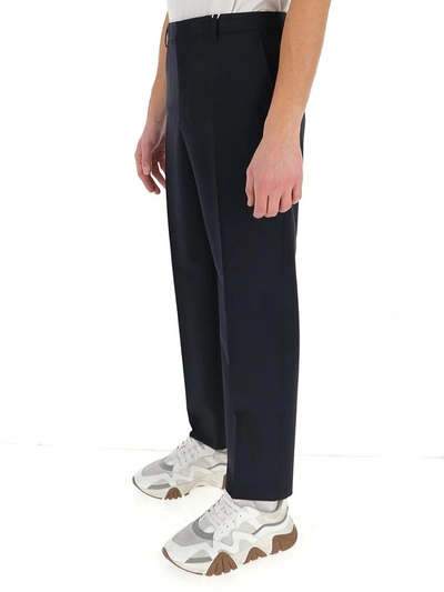 Shop Valentino Tailored Straight Leg Trousers In Navy