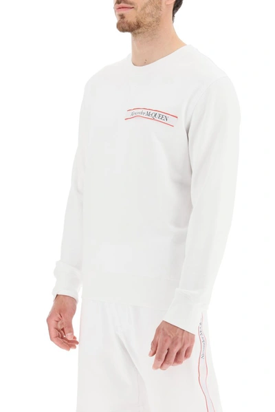 Shop Alexander Mcqueen Logo Patch Crewneck Sweatshirt In White