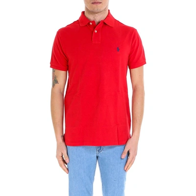 Shop Polo Ralph Lauren Logo Embroidered Polo Shirt In Red