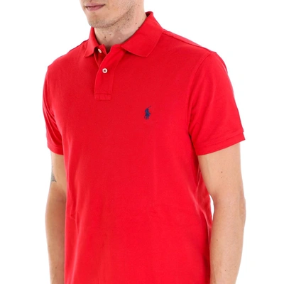 Shop Polo Ralph Lauren Logo Embroidered Polo Shirt In Red