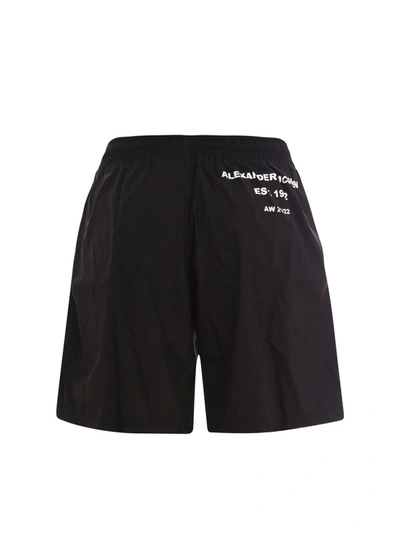 Shop Alexander Mcqueen Graffiti Logo Swim Shorts In Black