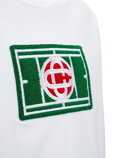 Shop Casablanca Tennis Court Embroidered Sweatshirt In White