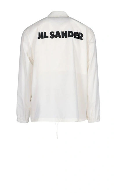 Shop Jil Sander Logo Printed Rain Jacket In White