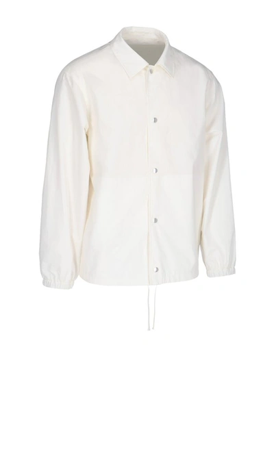 Shop Jil Sander Logo Printed Rain Jacket In White