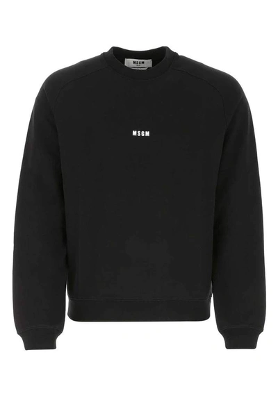 Shop Msgm Logo Print Crewneck Sweatshirt In Black