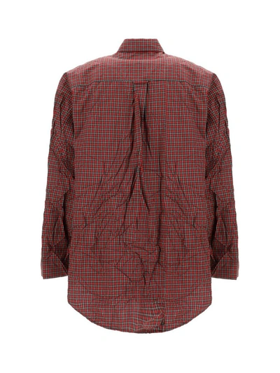 Shop Balenciaga Oversized Tartan Shirt In Red