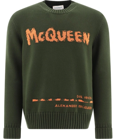 Shop Alexander Mcqueen Logo Knit Jumper In Green