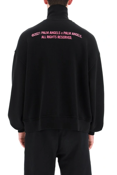Shop Palm Angels Palm Tree Turtleneck Sweatshirt In Black