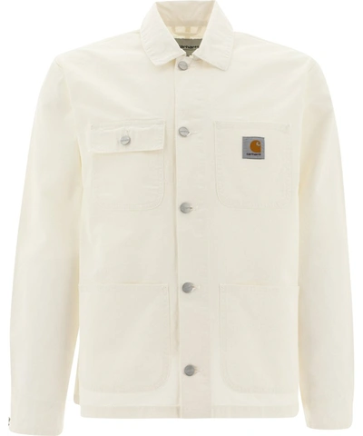 Shop Carhartt Wip Michigan Denim Buttoned Jacket In White