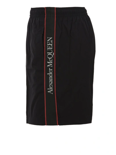 Shop Alexander Mcqueen Logo Tape Swim Shorts In Black