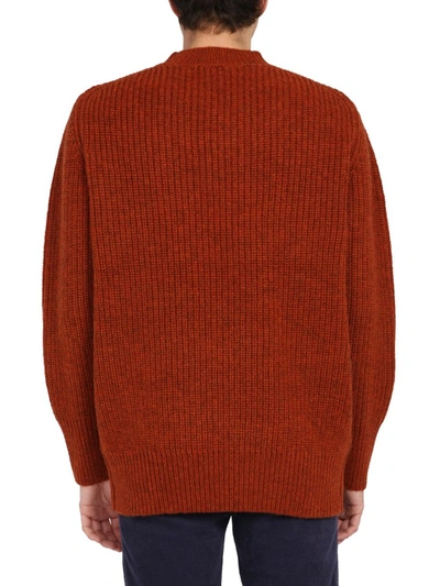 Shop Ymc You Must Create Ymc Crewneck Ribbed Jumper In Brown