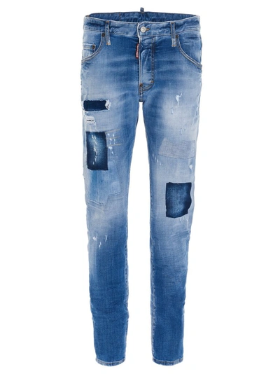 Shop Dsquared2 Patchwork Skinny Leg Jeans In Blue