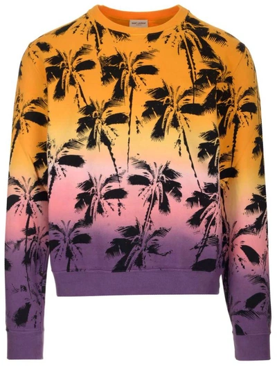 Shop Saint Laurent Palm Trees Print Sweatshirt In Multi
