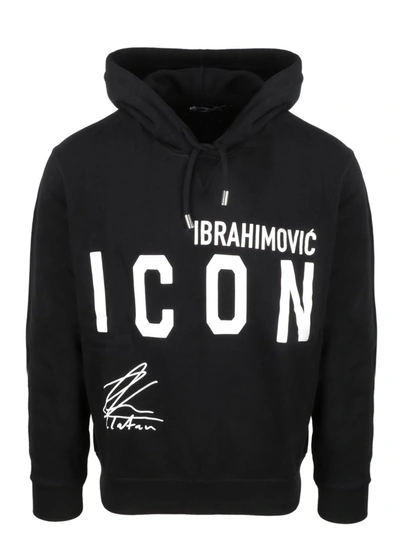 Shop Dsquared2 X Ibrahimović Icon Print Hoodie In Black