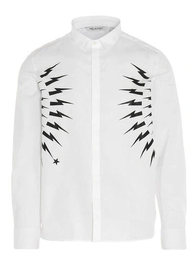 Shop Neil Barrett Thunderbolt Print Shirt In White