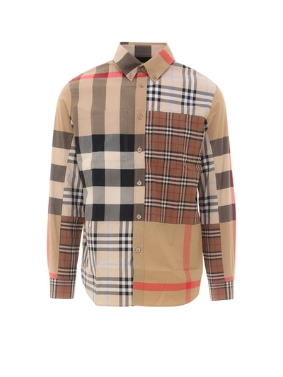 Burberry Vintage Check Panelled Shirt In Beige | ModeSens