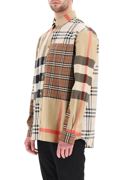 Shop Burberry Vintage Check Panelled Shirt In Multi