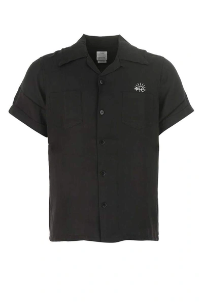 Shop Visvim Short Sleeve Collar Shirt In Black