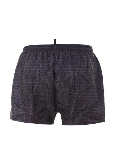 Shop Dsquared2 Logo Print Swim Trunks In Grey