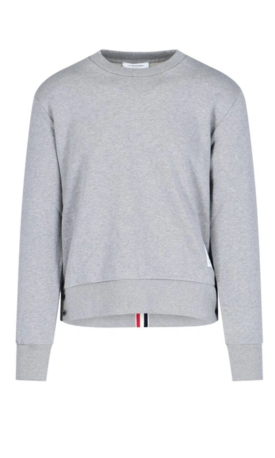 Shop Thom Browne Rwb Stripe Crewneck Sweatshirt In Grey